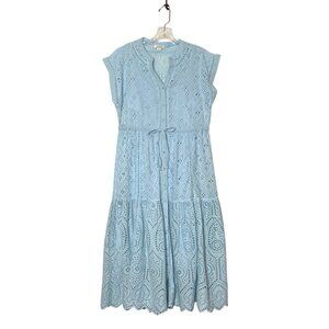 Sundance Pale Blue Eyelet Midi Dress